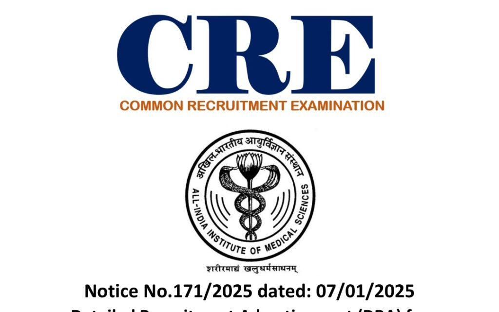 This image is taken from the official AIIMS CRE Vacancy 2025 notification. It contains important information such as post-wise vacancies, eligibility criteria, application fees, and reservation categories. It is useful for aspirants applying for Group B and C posts under AIIMS and other central government medical institutes.