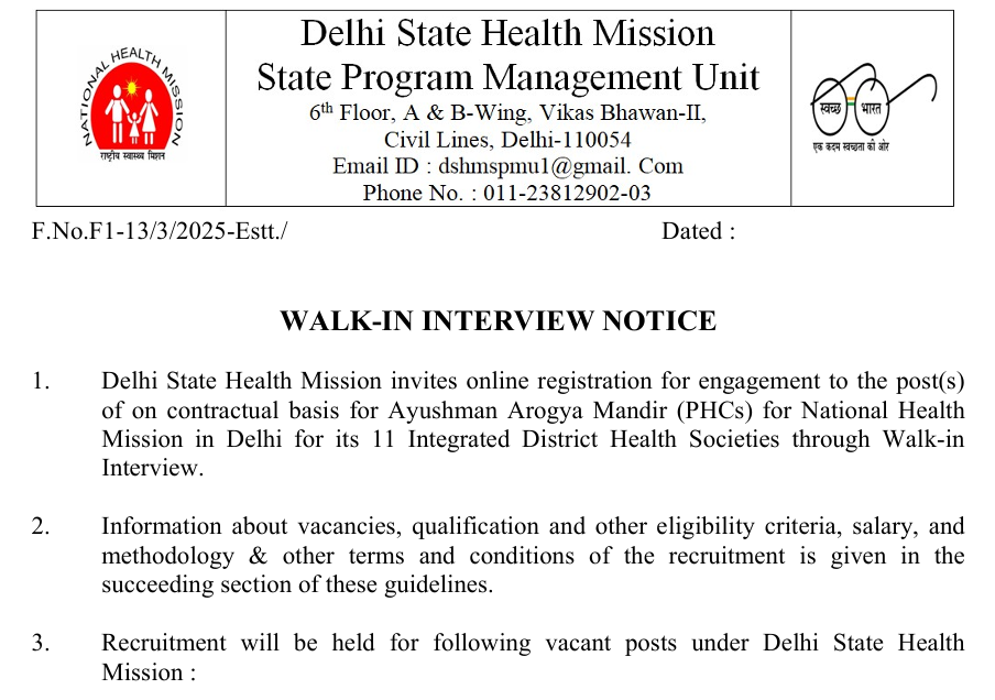 Delhi Staff Nurse Vacancy 2025