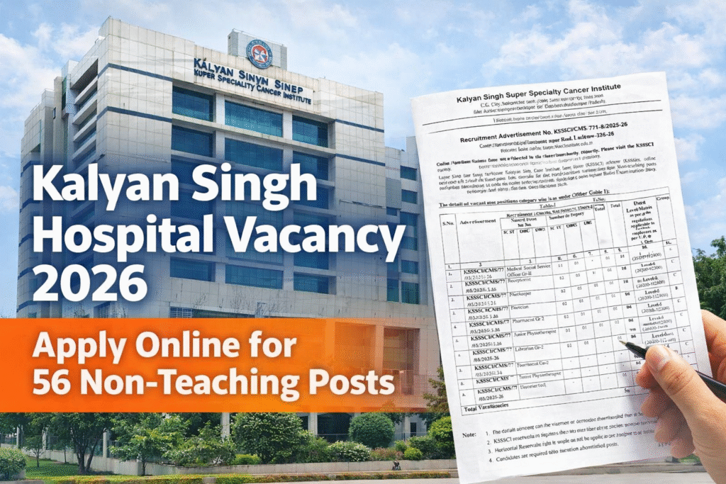 Kalyan Singh Hospital Vacancy 2026 apply online for 56 non teaching posts at Kalyan Singh Super Speciality Cancer Institute Lucknow
