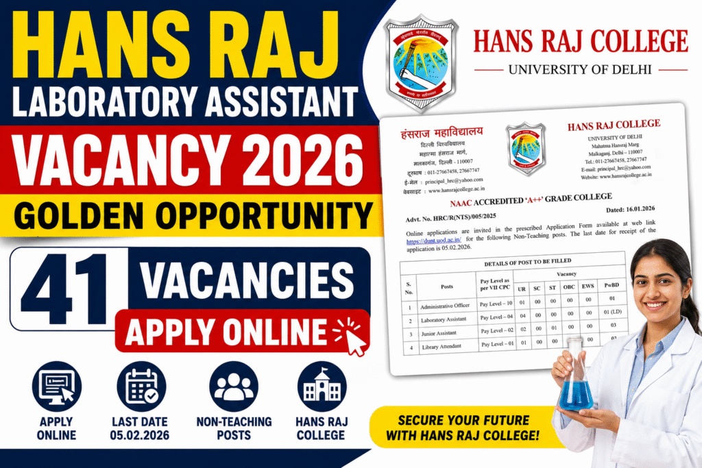 HANS RAJ Laboratory Assistant Vacancy 2026