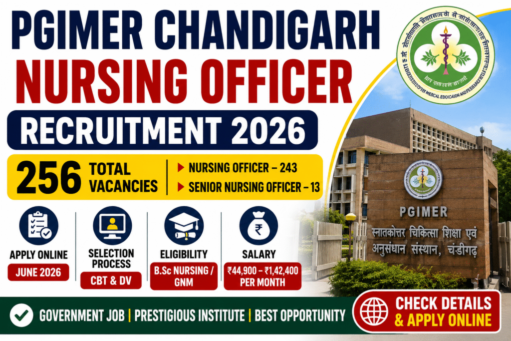 PGIMER Chandigarh Nursing Officer Recruitment 2026 Official Notification PDF Screenshot